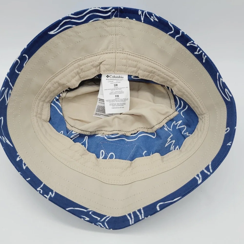 NEW Columbia PFG Bucket Hat Kids Youth Size S/M UPF 50 Lightweight Blue Fish